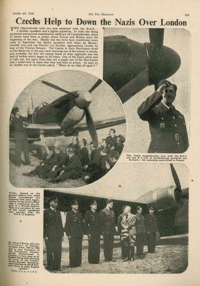 O bojových úspěších československých letců informuje britský The War Illustrated roku 1940.